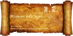 Miskov Rókus névjegykártya